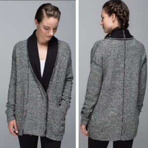 Lululemon Post Practice Cotton Cardigan Knit Sweater Pockets Top Snap Oversize S
